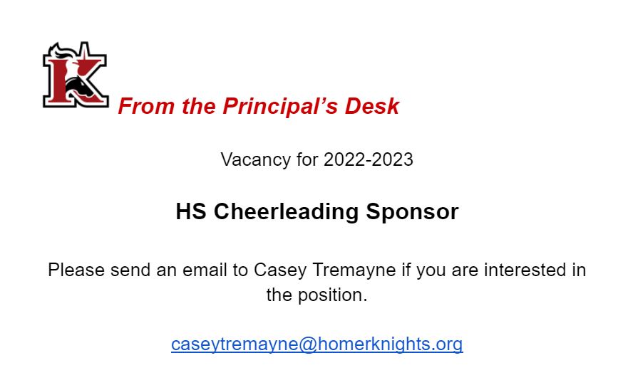 Homer Community Schools Cheer Sponsor Opening