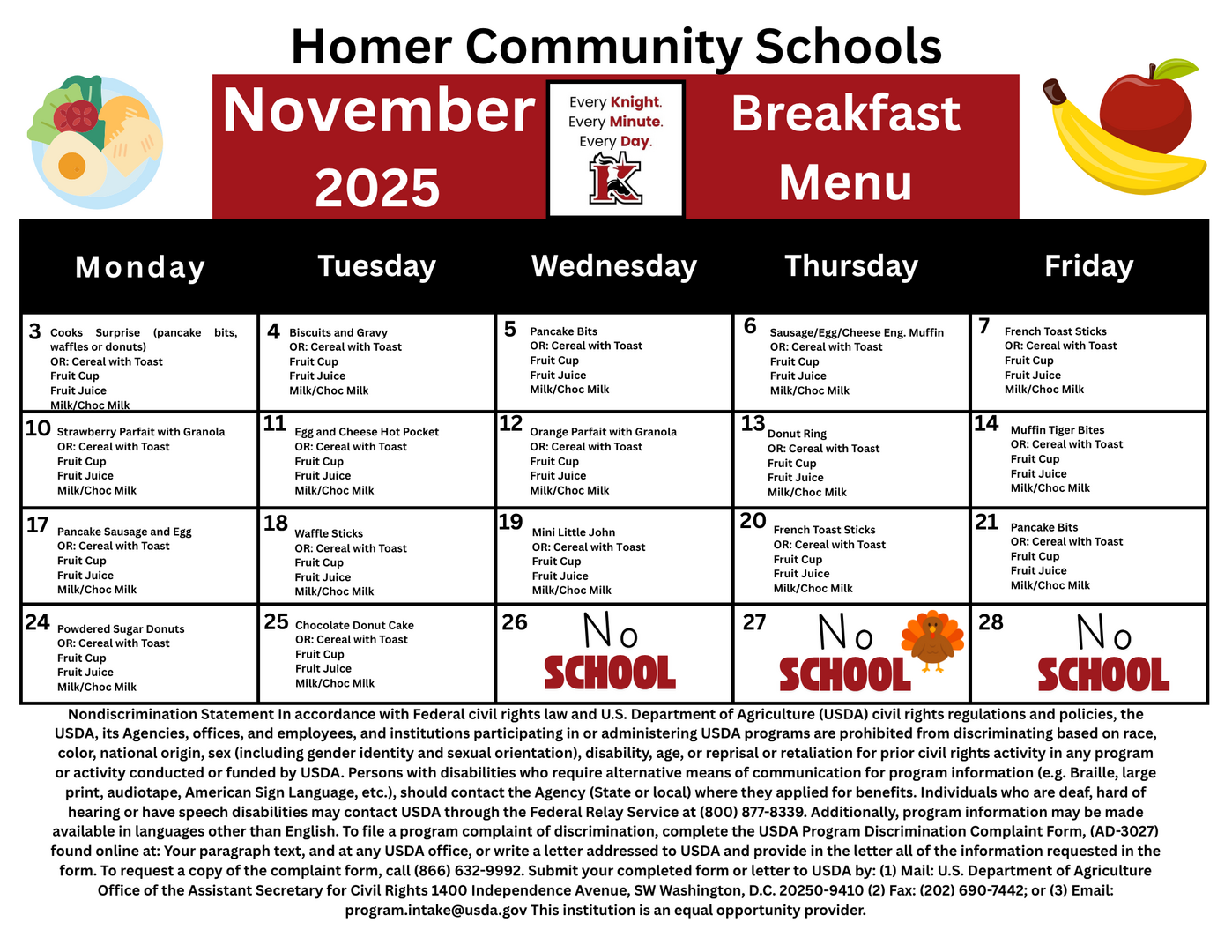 November Breakfast Menu